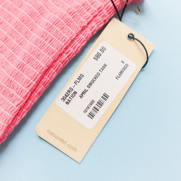 NEW Nation LTD April Smocked Tank Pink Tie Straps Stretch Fit Size Small Clean - Picture 4 of 8